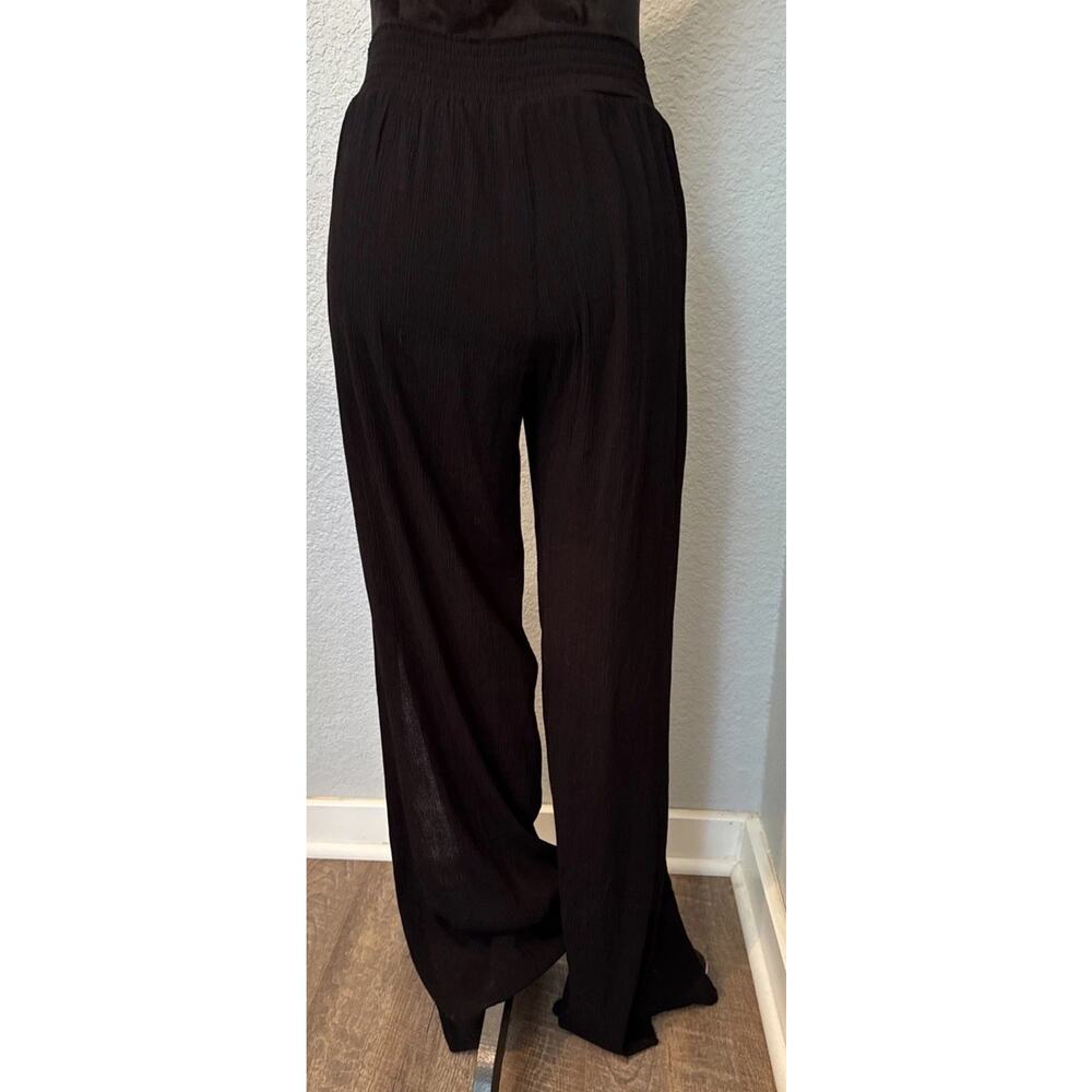 KONA SOL Black Tie Front Side Slit Swimsuit Cover Pants Medium Gauzy Vacay Pool - Picture 5 of 10